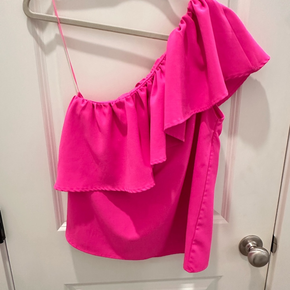 Glam Pink One-Shoulder Blouse